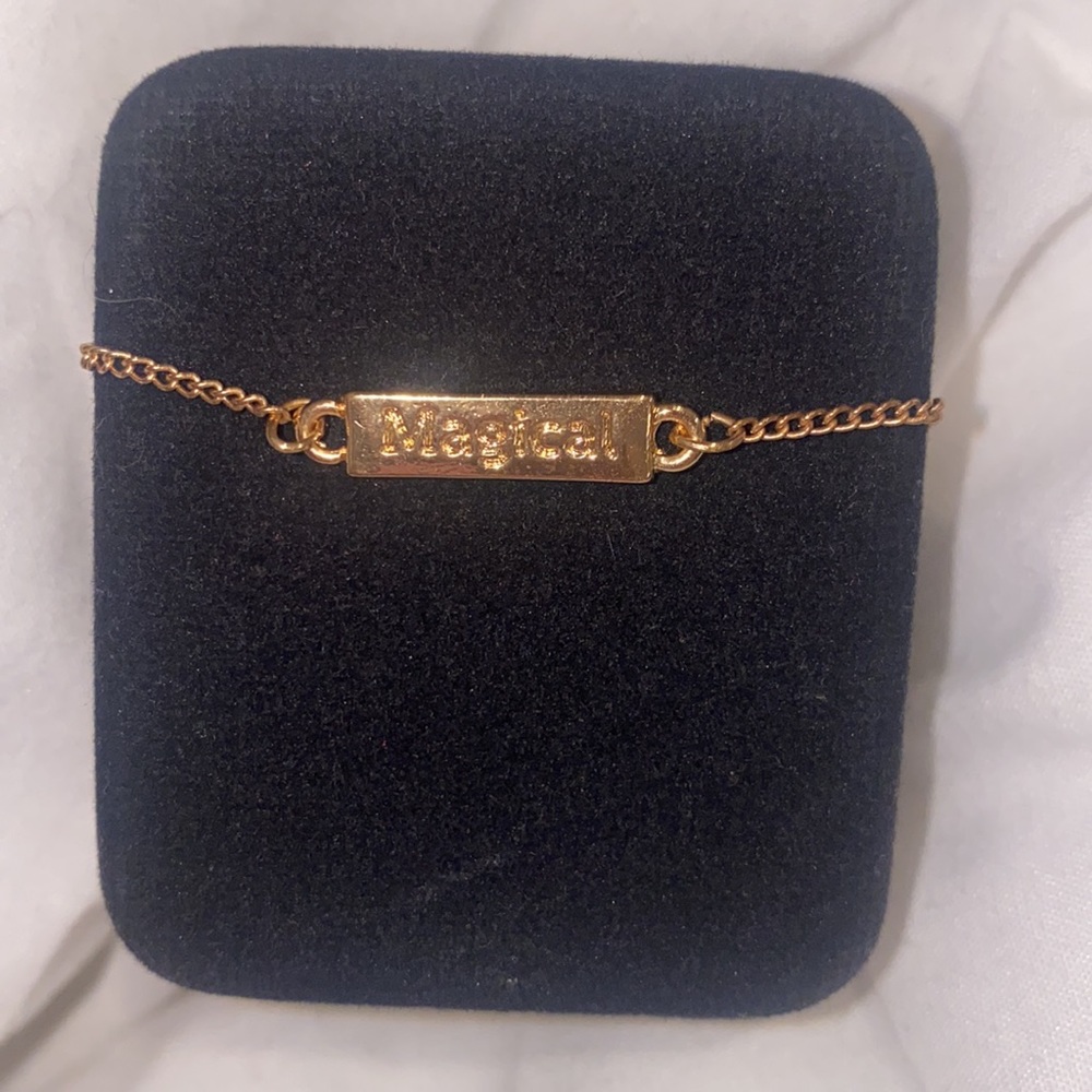 gold necklace with Magical nameplate NWOT